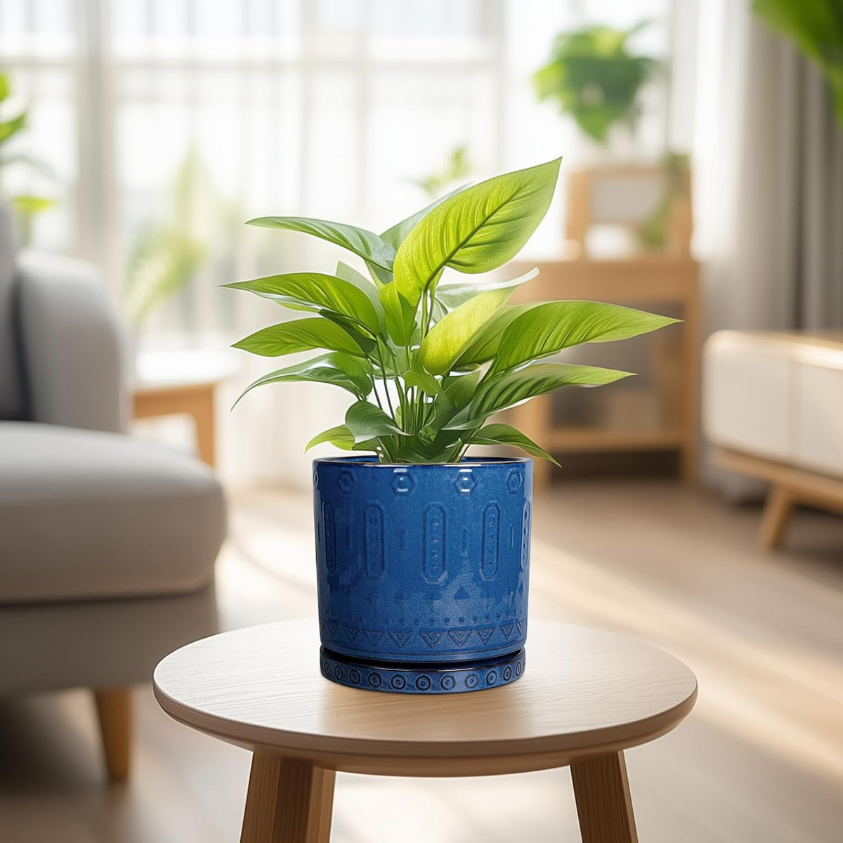 6 Inch Plant Pot - Ceramic Planter for Outdoor Plants Indoor Plant Pot with Drainage Holes and