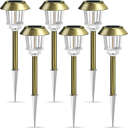 XMCOSY+ Solar Pathway Lights Waterproof - 6 Pack Solar Lights Outdoor, 10-40 LM Dimmable Outdoor