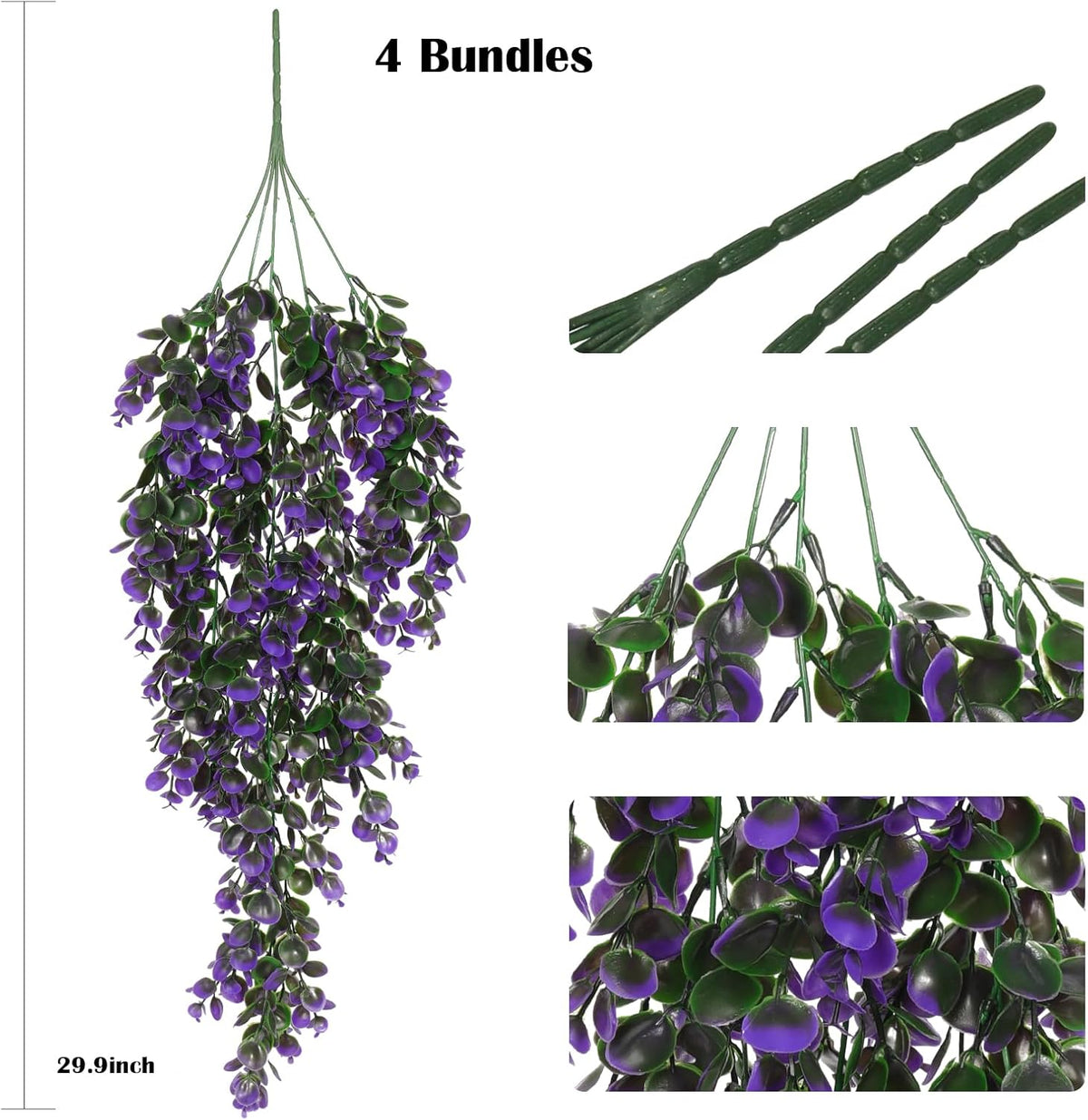 RECUTMS Artificial Plants Indoor Eucalyptus Hanging Outdoors Greenery Stems Outdoor Faux,4 Bundles