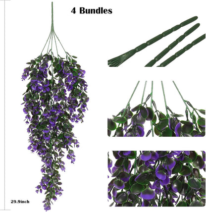 RECUTMS Artificial Plants Indoor Eucalyptus Hanging Outdoors Greenery Stems Outdoor Faux,4 Bundles