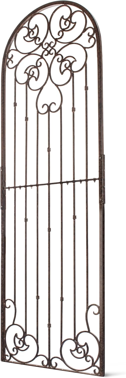 H Potter 8 Foot Tall Garden Trellis Wrought Iron Heavy Scroll Metal Decoration Lawn Patio and Wall