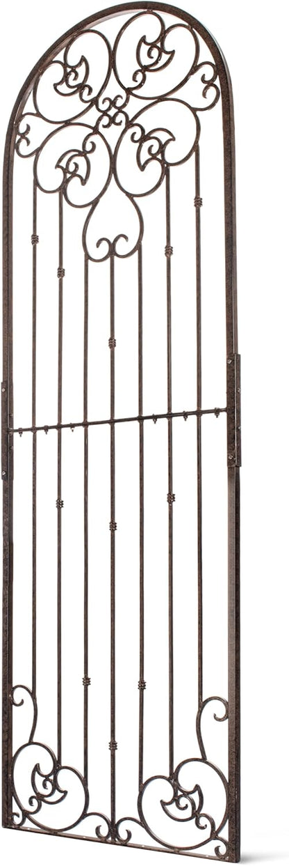 H Potter 8 Foot Tall Garden Trellis Wrought Iron Heavy Scroll Metal Decoration Lawn Patio and Wall