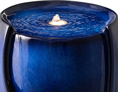 Glitzhome 29.25" H Oversized Ceramic Vase Outdoor Water Fountain Tall Patio Garden Water Fountain