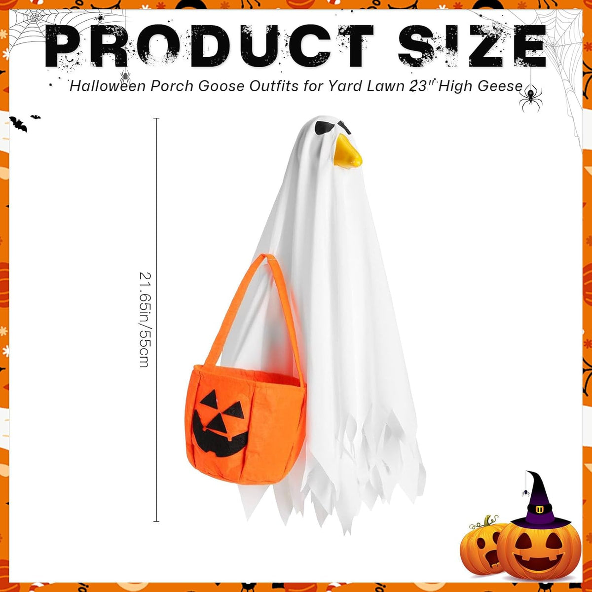 Halloween Porch Goose Outfit for 23'' Plastic Statue Lawn Porch Goose Clothes Halloween Goose