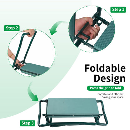 Portable Foldable Garden Kneeler and Seat with Tool Pouch & EVA Pad
