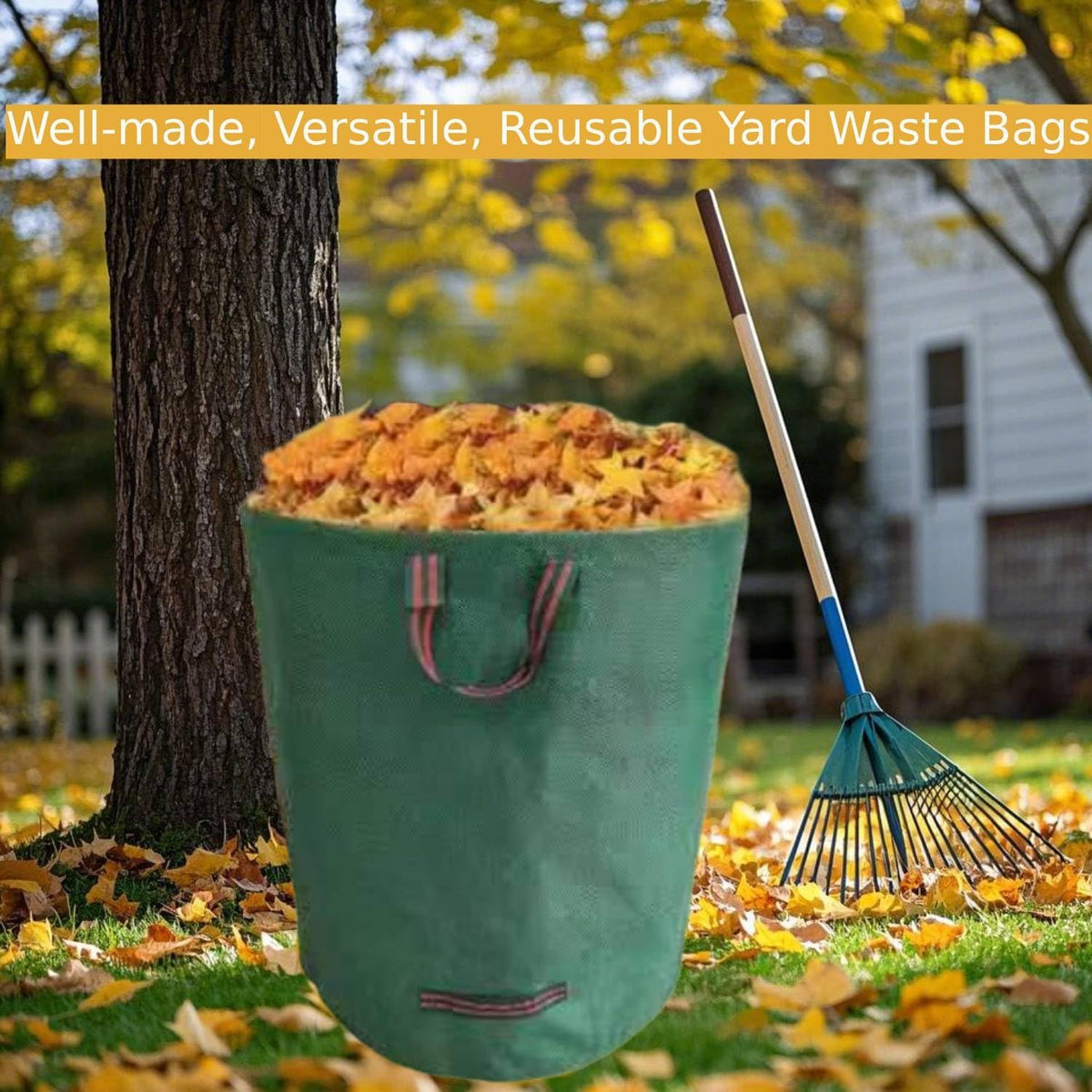4-Pack 106 Gallon Leaf Bags & Yard Waste Collector - Reusable Standable Lawn/Garden/Camping