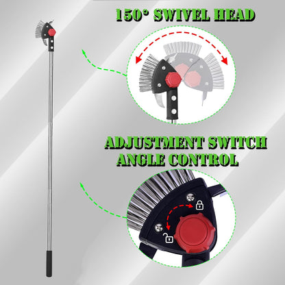 Crack Weeder Long Handle 3-in-1 Adjustable Crevice Cleaning Tool with Stainless Steel Weed Brush