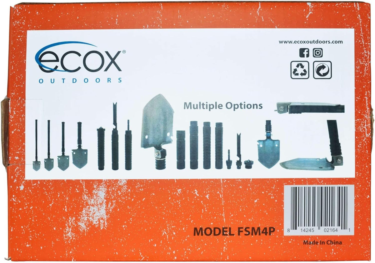 ecox Folding Shovel Survival Multitool for Camping Outdoors Shovel 4 Body Screwdriver Knife Saw