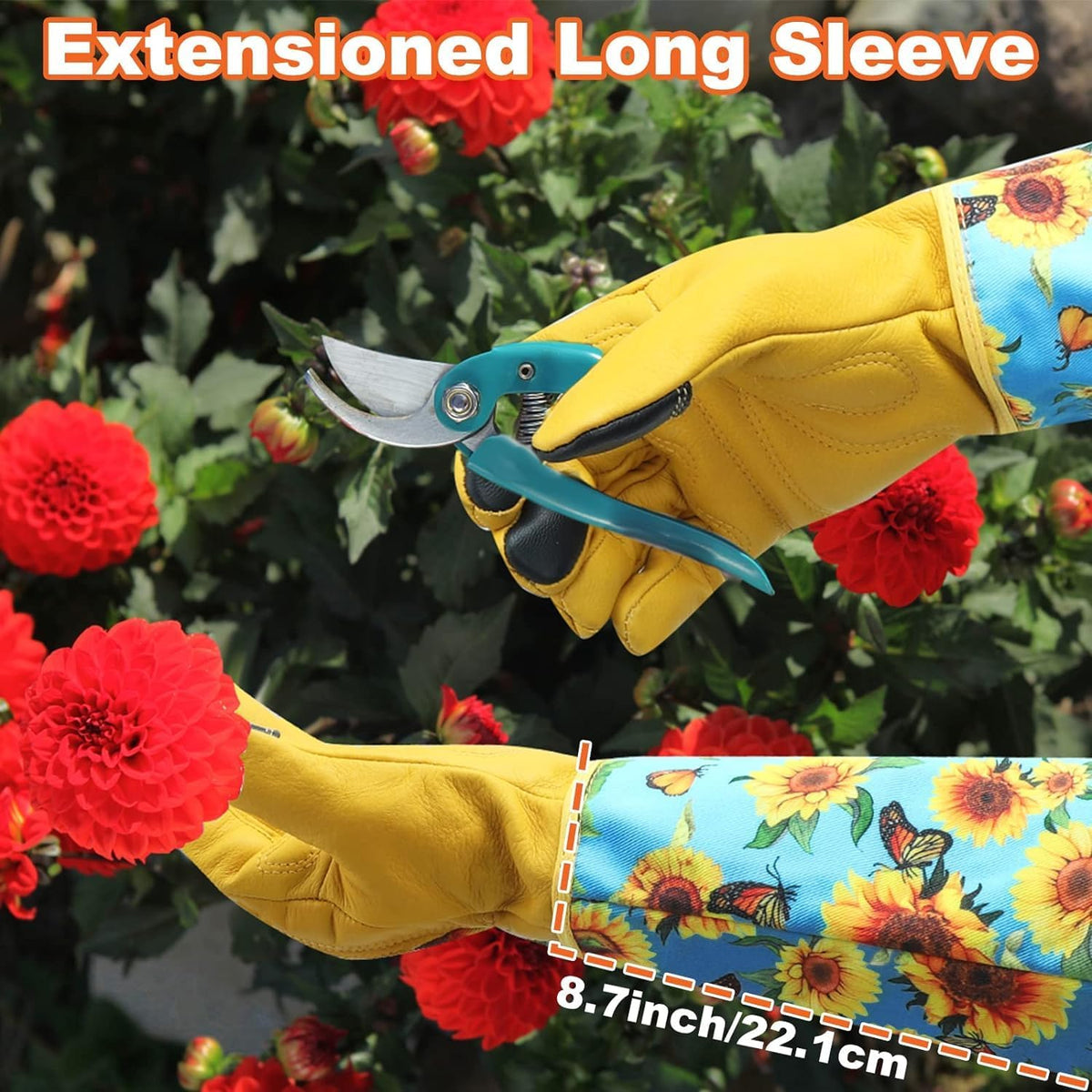 DLY Gardening Gloves for Women, Rose Gloves Gardening Thorn Proof, Long Garden Gloves for Women