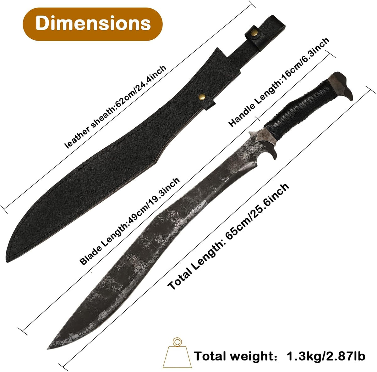 High Manganese Steel Blade Machete for Cutting Trees Heavy Duty Full Tang Outdoor Survival Hunting