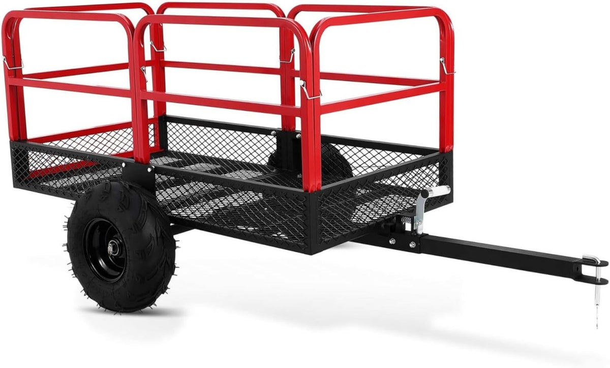 Garvee ATV Trailer Garden Dump Cart Tow Behind, 1500 LBS 22 Cubic Feet Heavy Duty Steel Pull Behind