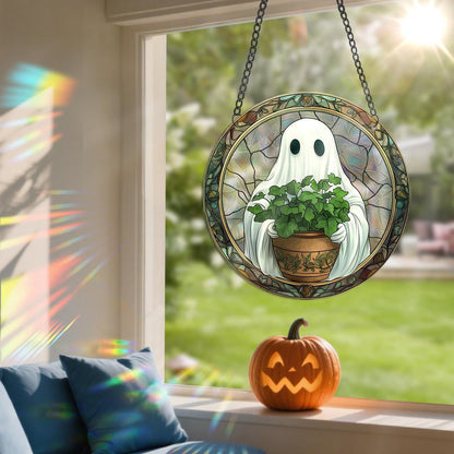 Halloween Sun Catcher - 8 Inch Round Suncatcher for Window Hanging Decoration - Creates Indoor