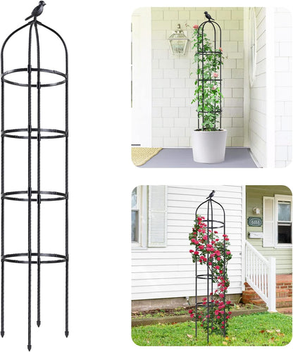 Idzo Plastic Obelisk Trellis for Climbing Plants Outdoor 5.8 Feet Tall, 70in Garden Trellis for