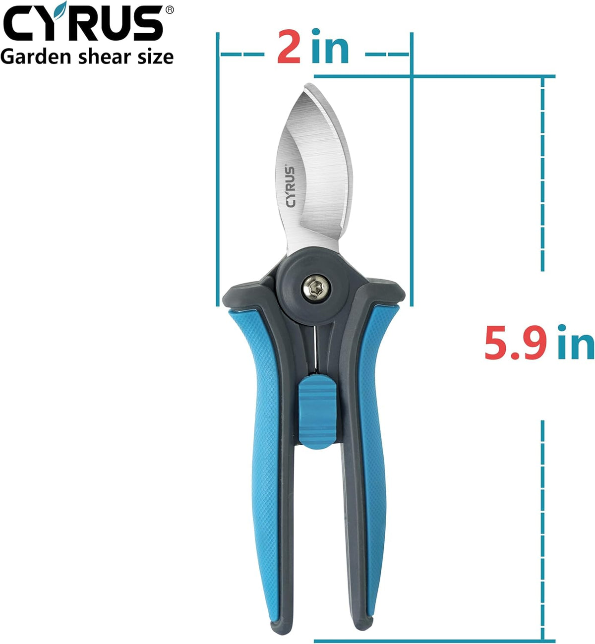 CYRUS 6” Gardening Scissors Hand Pruner Pruning Shear with Curved Stainless Steel Blades Plant