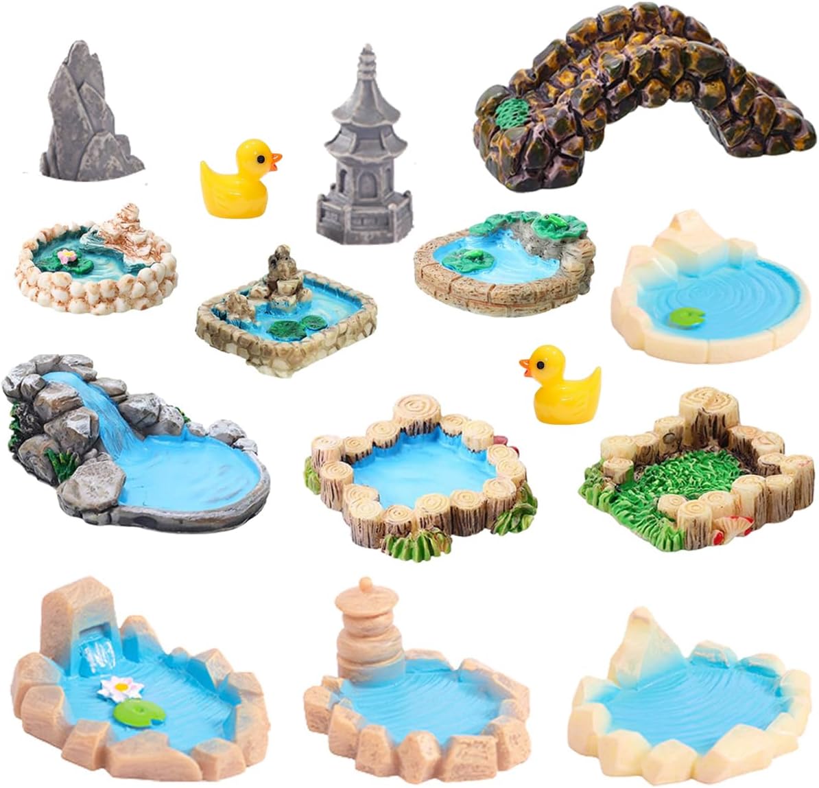 Fairy Garden Pond 15 Pack Mini Pond for Fairy Garden Accessories Outdoor Small Ponds Miniature