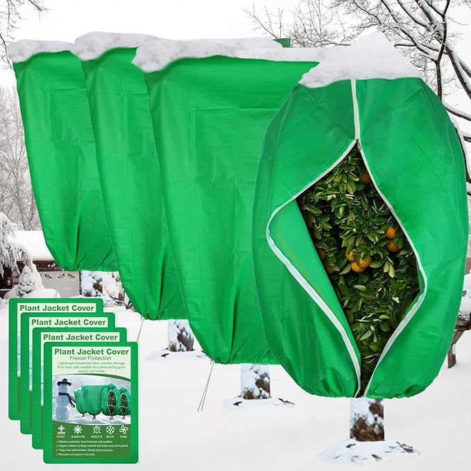 SPORTYOUTH 4 Pack Plant Covers Freeze Protection, 32" x 47.2" Winter Frost Blankets Cloth with