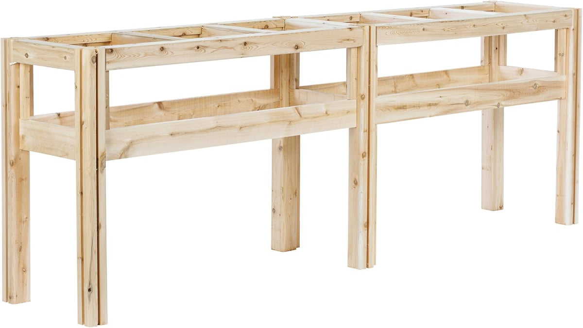 Greenes Fence Six Bucket Elevated Cedar Wood Garden Frame, 84 in. x 16 in. x 30 in. - Made in USA
