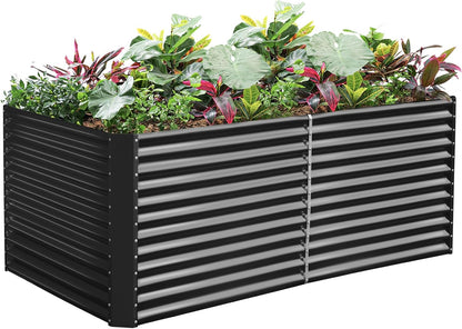 Land Guard 6x3x3ft Rectangular Galvanized Raised Garden Beds, Large-Capacity Metal Planter Box