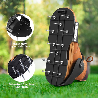 Lawn Aerator Shoes, Aerator Shoes with Adjustable Loop Strap and Snap-On Buckle, with 26 Stainless