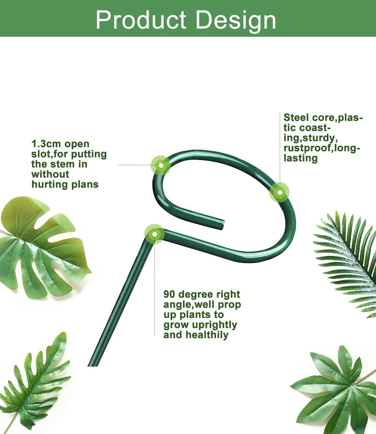 Plant Stake Support - 12 Pack, Garden Single Stem Support Stake Plant Cage Support Rings, Plant