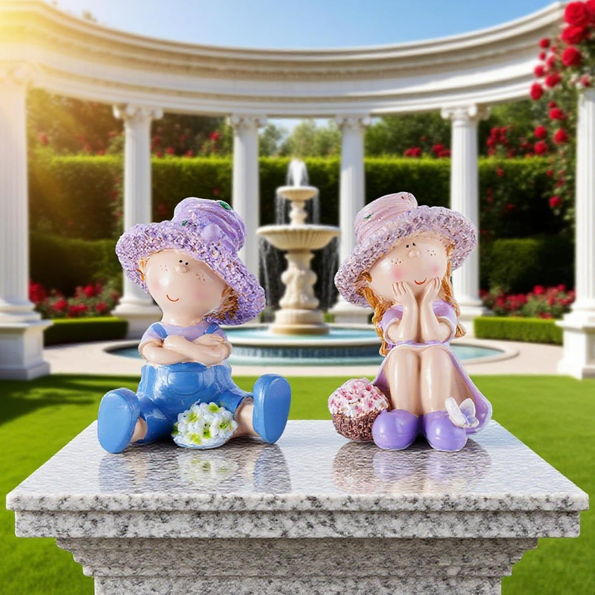 Lavender Garden Decorative Figurines,Resin Garden Statues for Outdoor Patio Lawn,Indoor Home