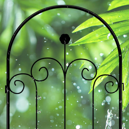 LZRS 4 Pack 71x20in Rustic Iron Arch Decoration Garden Trellis with Black Metal Coating – Perfect