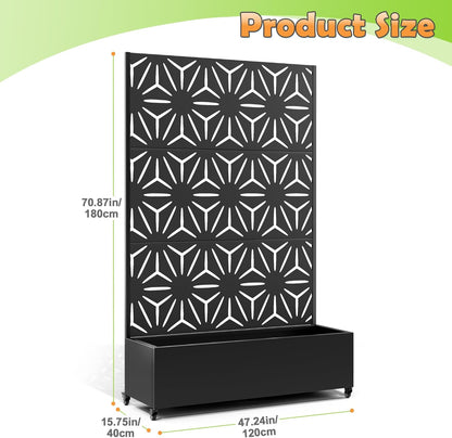 Metal Raised Garden Bed with Trellis, 2 in 1 Trellis with Planter Box & Privacy Screen for Climbing