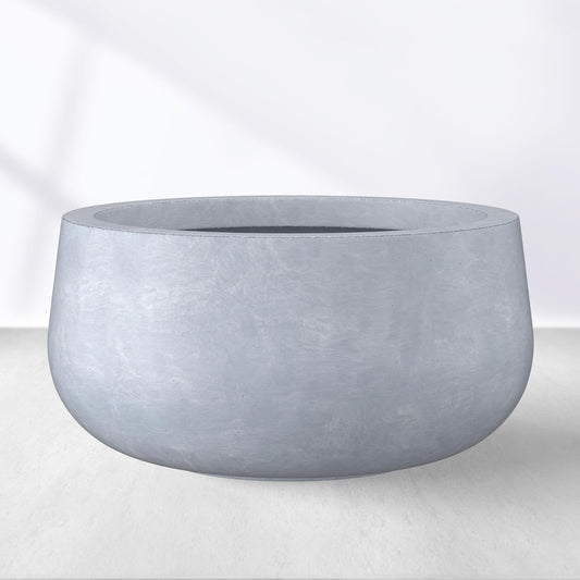 Kante 15.7" Dia Round Concrete Planter, Cement Plant Pots with Drainage Hole and Rubber Plug for