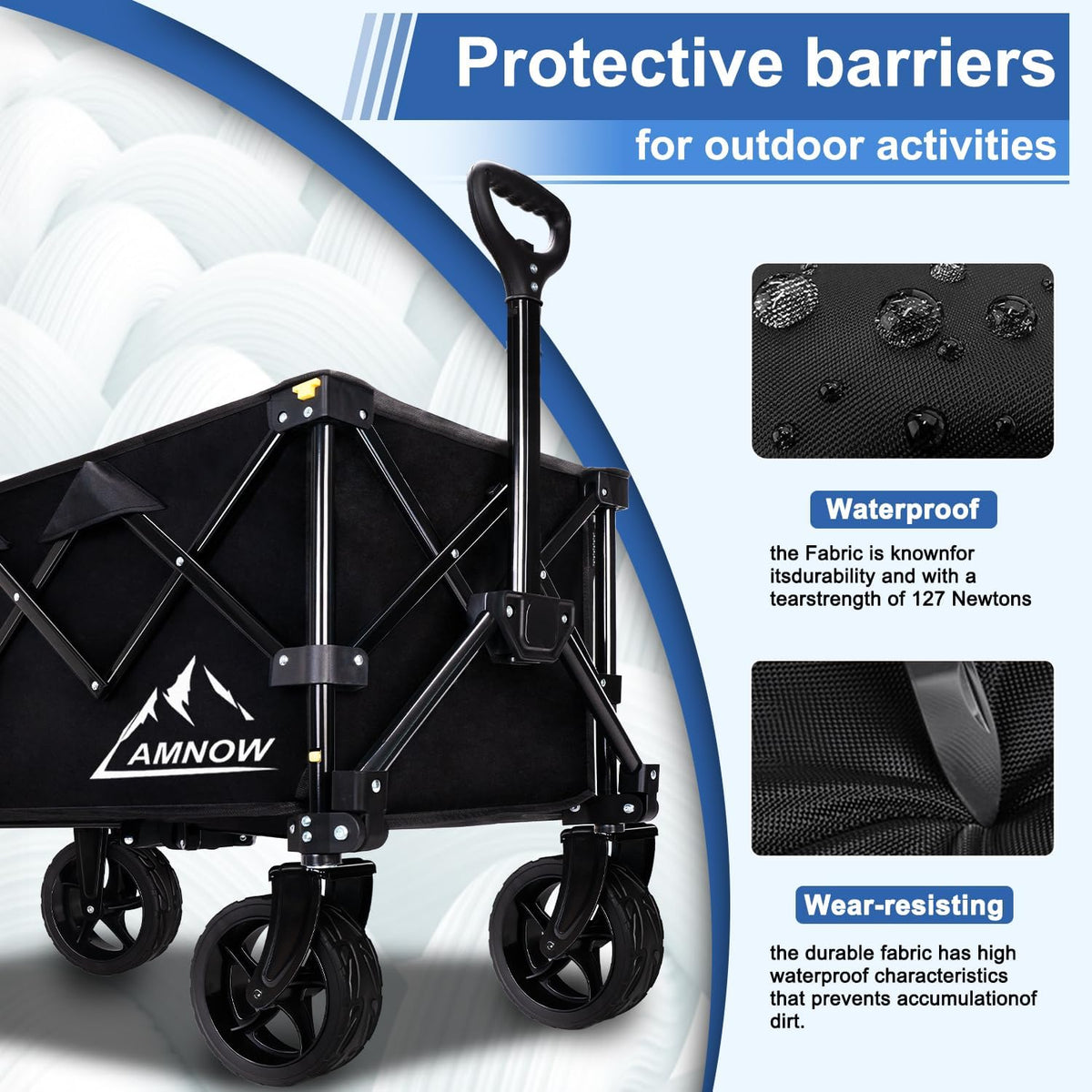 Collapsible Wagon Cart with Wheels Foldable, Folding Wagons Carts with Silent Universal Wheels