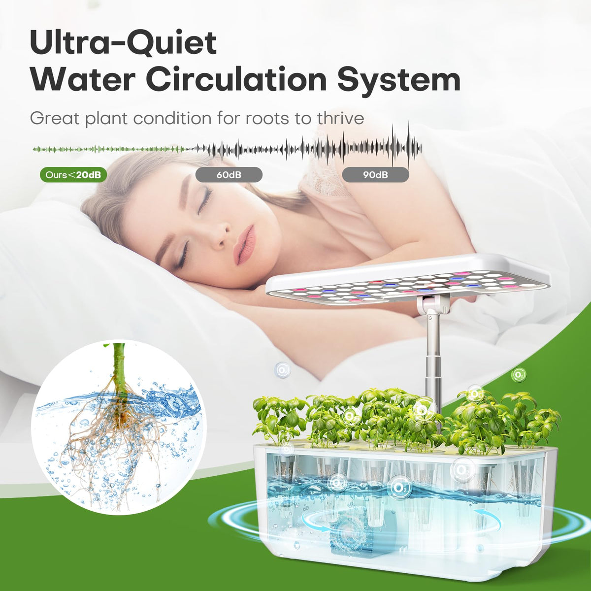 Ahopegarden Indoor Garden Hydroponics Growing System: 10 Pods Kit with LED