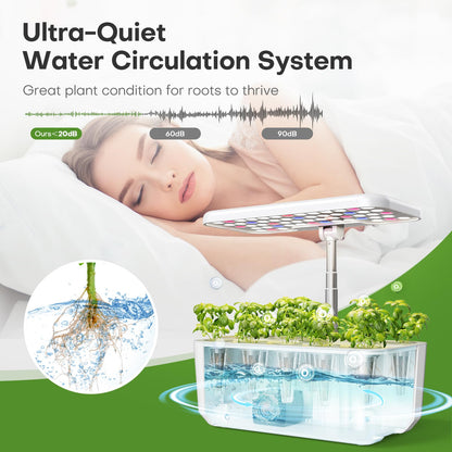 Ahopegarden Indoor Garden Hydroponics Growing System: 10 Pods Kit with LED