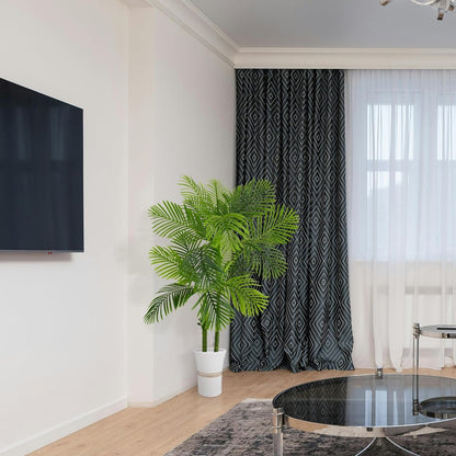 Artificial Palm Tree, 5ft Golden Cane Faux Palm Plant with Basket, Large Phoenix Palm UV Resistant