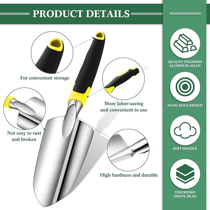 Honoson Garden Hand Trowel Transplant Trowel with Measurements Aluminum Alloy Planting Tools with