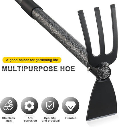 Hoe Garden Tool, 30 Inch Garden Hoe Long Handle for Weeding, Hoe Cultivator 2 in 1 Hand Garden