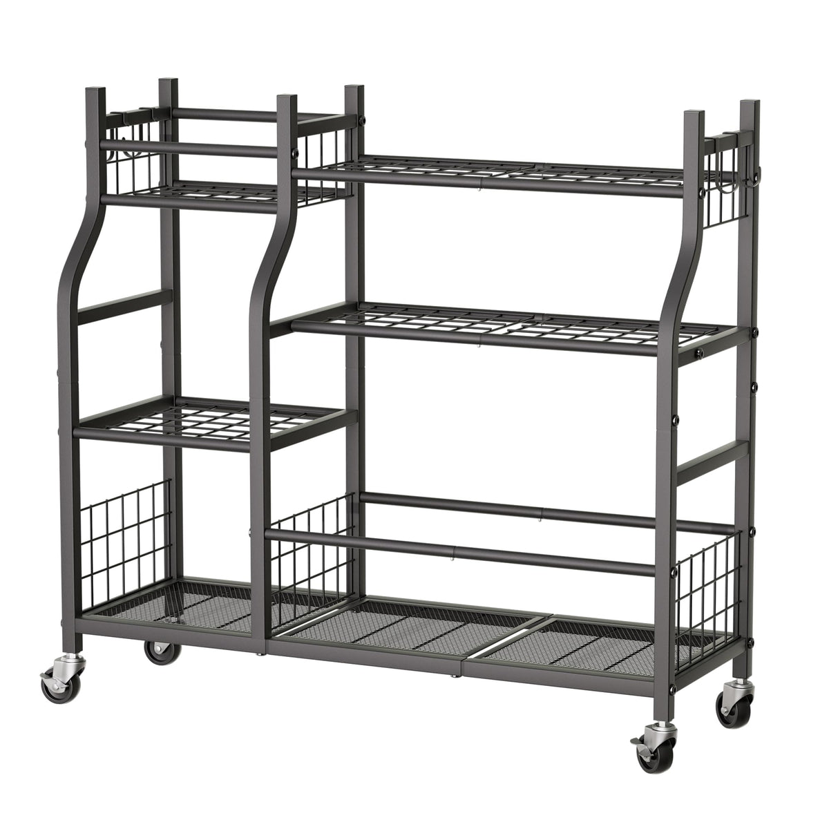 Garden Tool Organizer with Wheels for Garage and Shed, Spacious Tool Storage, Multi-Tier Design