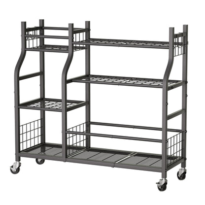 Garden Tool Organizer with Wheels for Garage and Shed, Spacious Tool Storage, Multi-Tier Design