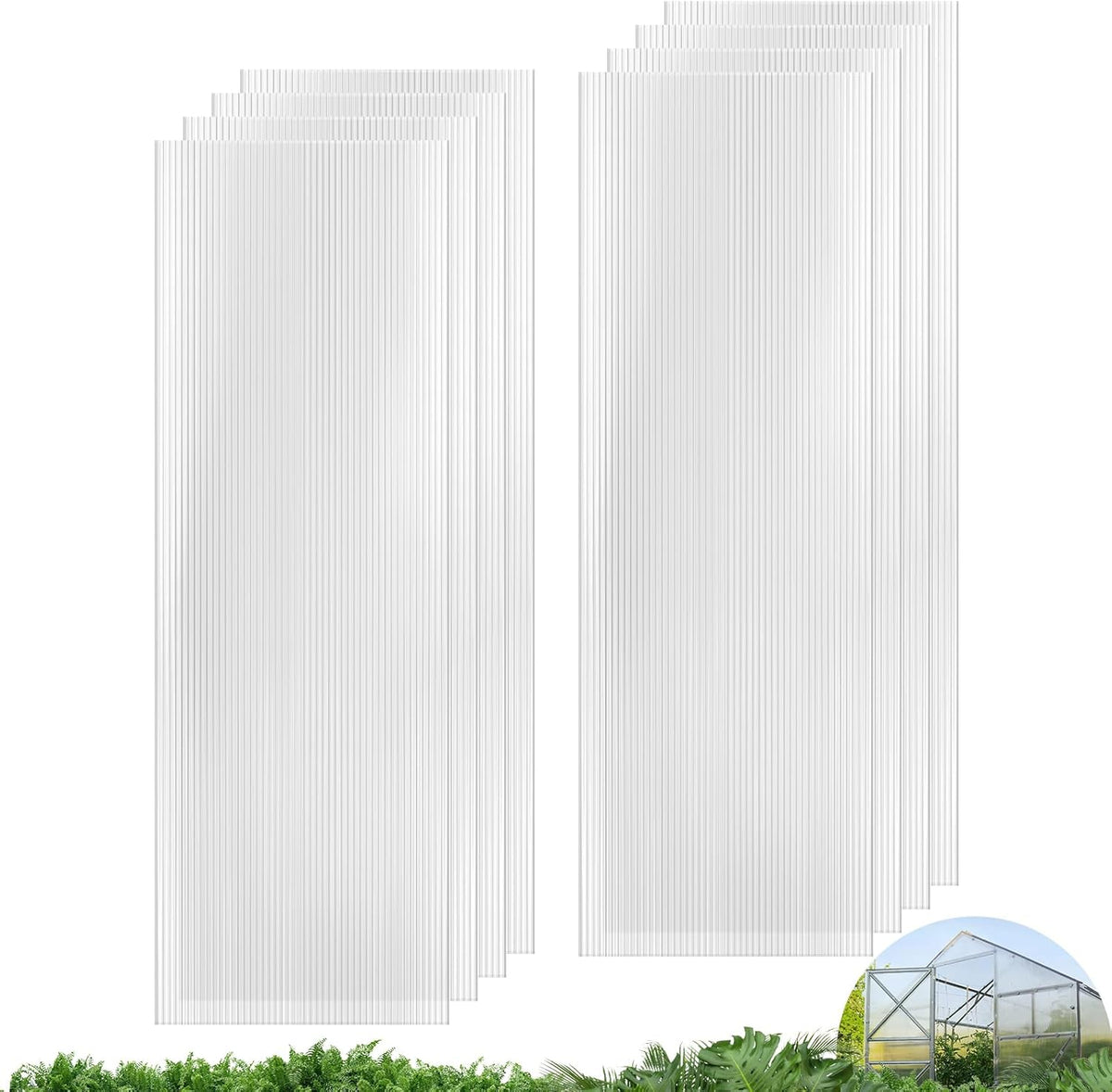 UMIG 8 PCS 6' x 2' x 0.32'' Polycarbonate Greenhouse Panels, Twin-Wall Waterproof UV Protected