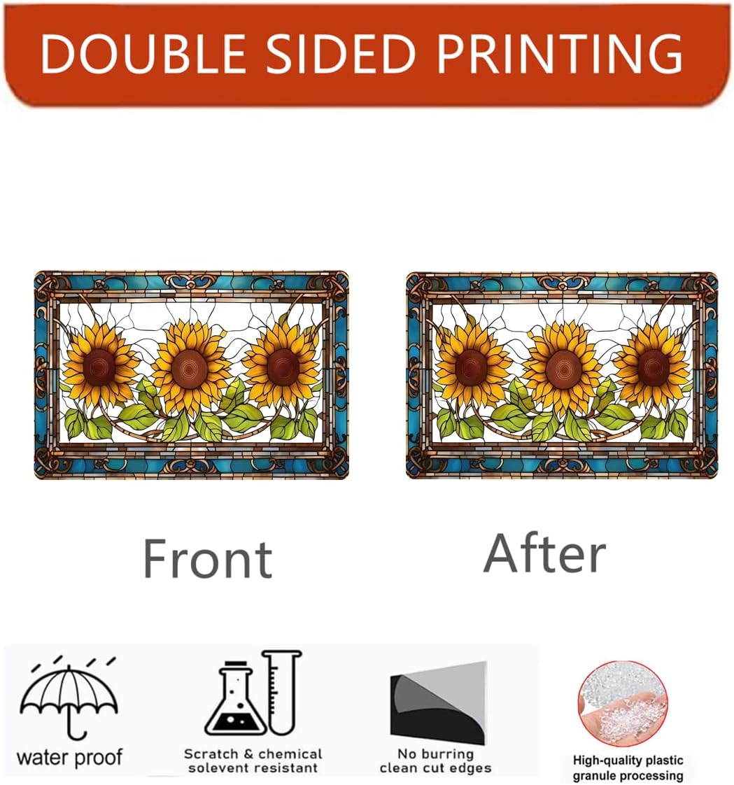 Large Acrylic Sunflower with Green Leaves Window Hanging Decor - Stained Glass Style with Colorful