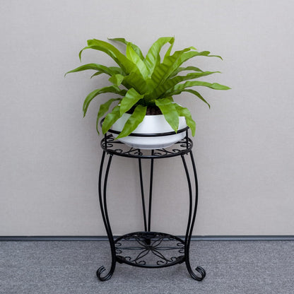 FaithLand 2 Pack Plant Stands, Heavy Duty Metal Planter Holder Indoor Outdoor, 2 Tier Round Potted