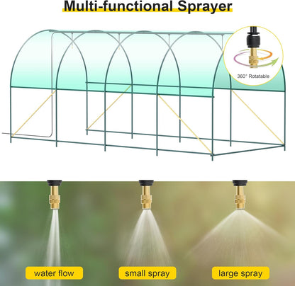 Greenhouse, 15’x7’x7’ Upgraded Walk-in Greenhouse with Spraying System, Heavy Duty Tunnel Green