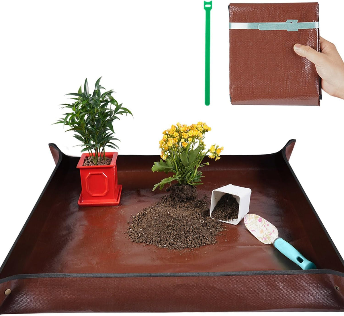39.5" x 39.5" Extra Large Potting Mat for Indoor Plants Transplanting and Dirt Control Gardening