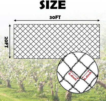 Meanchen Bird Netting 20x30 Ft, 1/2In Mesh Heavy Duty Garden Netting Pest Barrier for Plants