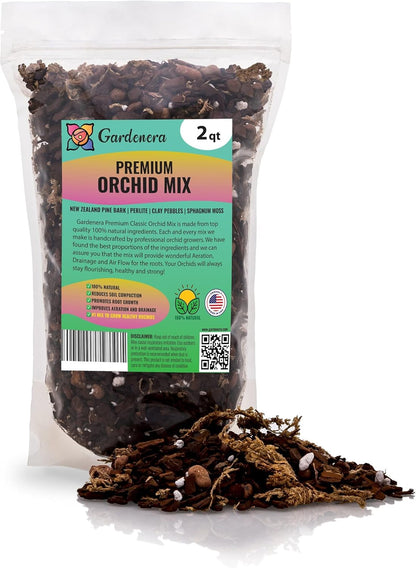 Organic Premium Orchid Soil Mix by Gardenera - Hand Mixed Classic Sphagnum Moss Potting Soil Mix