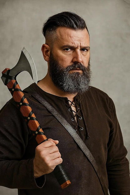 Viking Axe of Ragnar Lothbrok Hunting Axe with Rosewood Handle - Hand-Forged High Carbon Steel