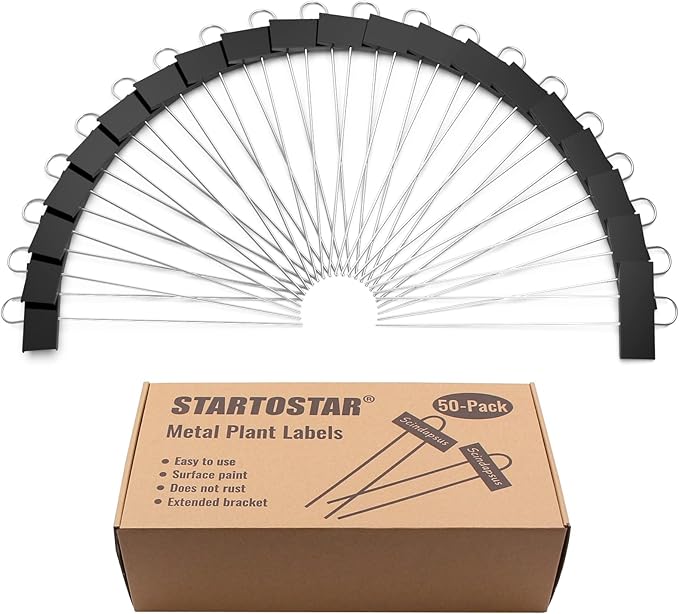 STARTOSTAR 50-Pack Metal Plant Labels Weatherproof Garden Markers,Height 10.6'', Label Area 3.5''X