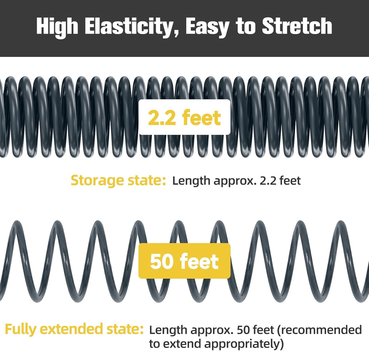 Coil Hose,3/8" EVA Coil Garden Hose 50 FT,Curly Water Hose Lightweight with Brass Connectors,Recoil
