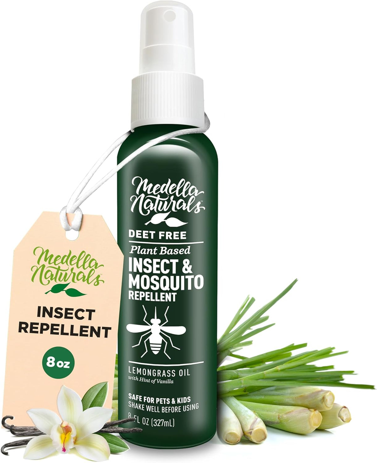 Deet-Free Insect & Mosquito Repellent 8oz – Nice Smelling Insect Repellent with Lemongrass Oil Safe