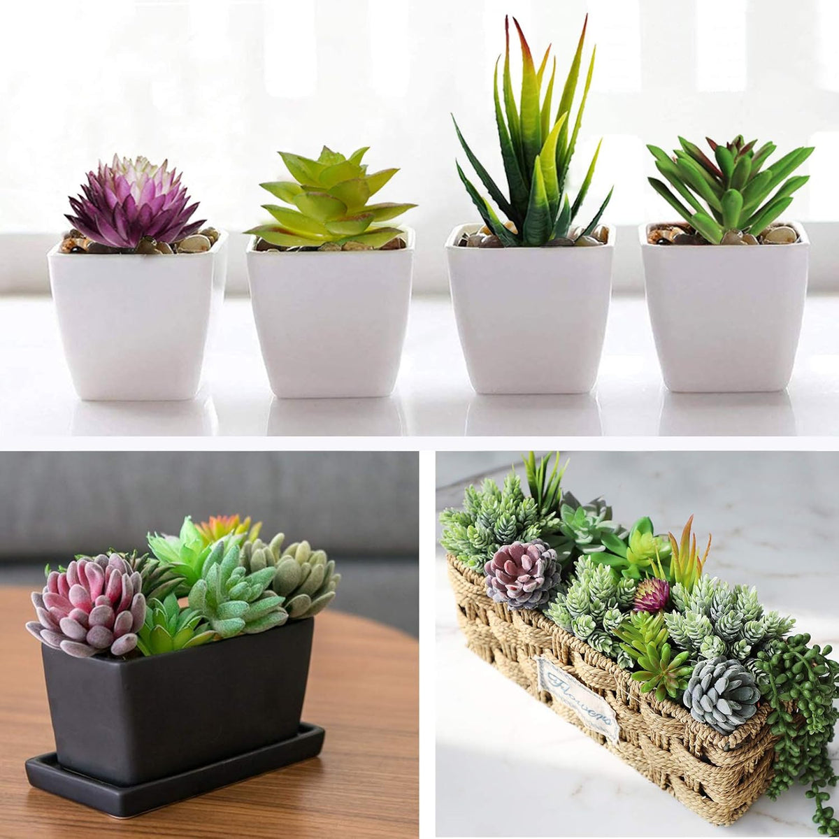 Anoak Artificial Succulent Plants - 16 Pcs Set Faux Succulents Unpotted Fake Succulent Plants