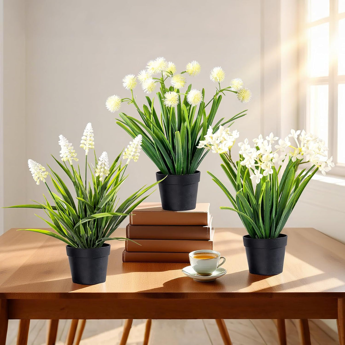 3 Pack Fake Small Plant Artificial Potted Flowers for Home Decor Fake Flower Plant Greenery Mini