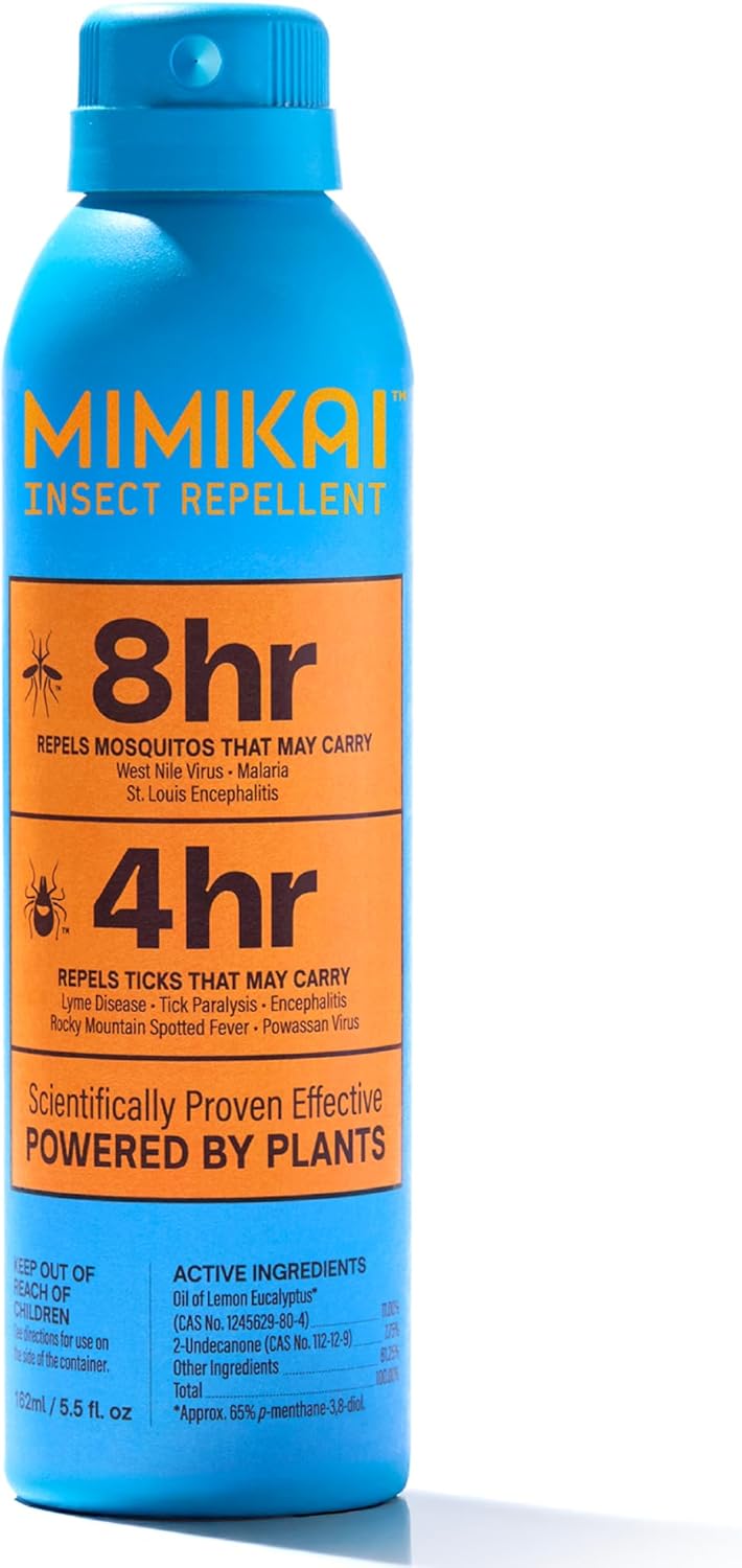 Mimikai Mosquito and Tick Repellent Spray, DEET-Free for Skin and Outdoor Use, Non-Toxic